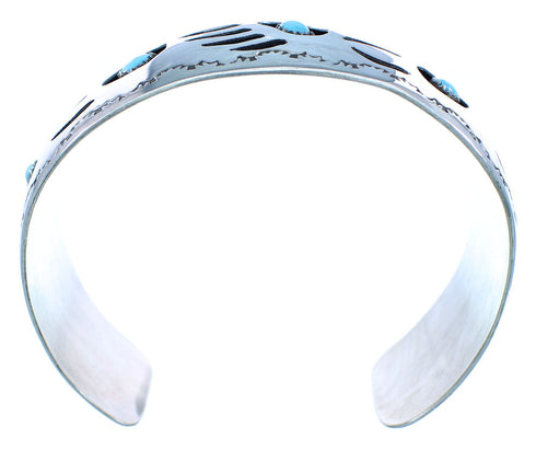 Genuine Sterling Silver Navajo Indian Turquoise Bear Paw Cuff Bracelet RX103010